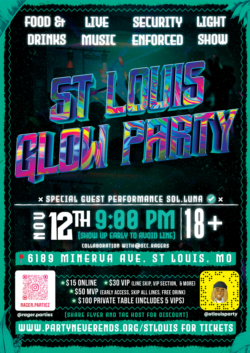St Louis Glow Party Private Table