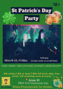 St Patrick’s day Party VIP