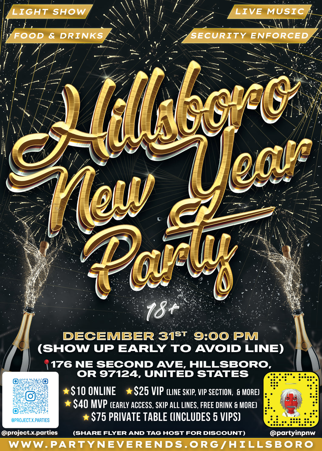 Hillsboro New Years Party General Admission
